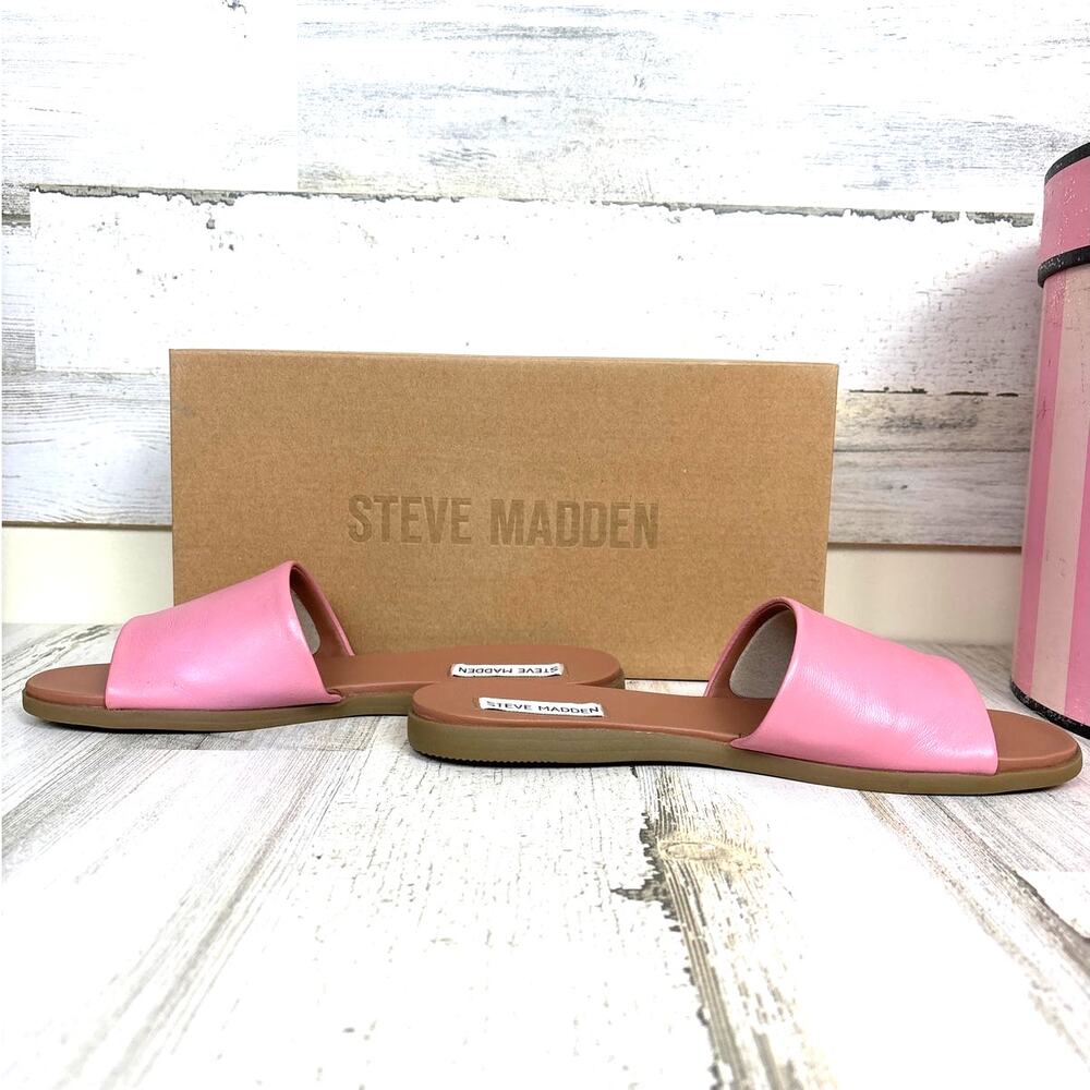 Steve Madden Womens 8 Light Pink Kailey Leather Slip-On Flat Summer Sandal - Picture 2 of 6